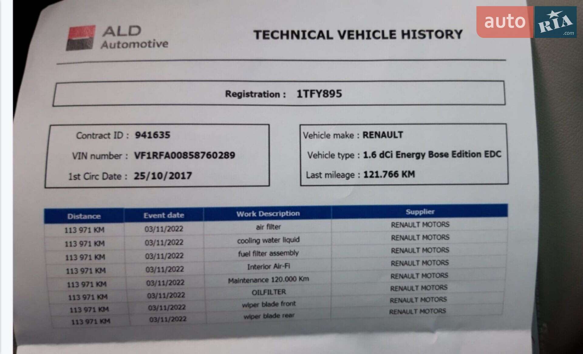 Renault Grand Scenic 2017 VIN VF1RFA00858760289 фото оголошення 23 з 30