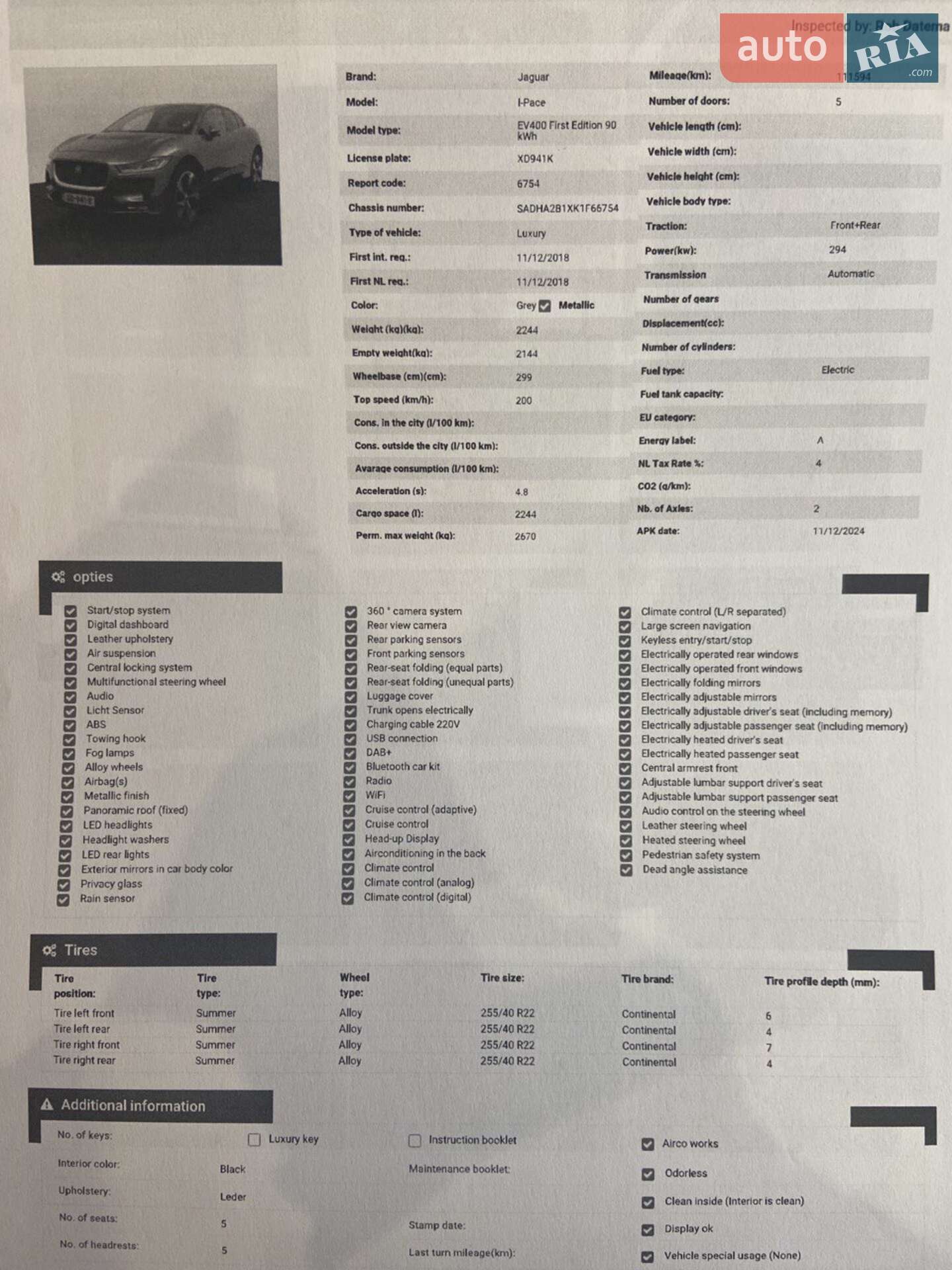 Jaguar I-Pace 2018 VIN SADHA2B1XK1F66754 фото оголошення 33 з 46