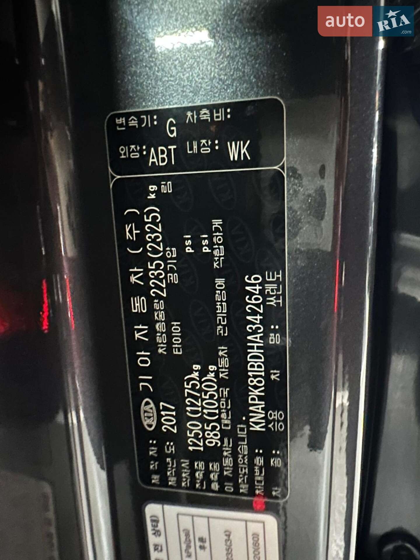 Kia Sorento 2017 VIN KNAPK81BDHA342646 фото оголошення 33 з 39