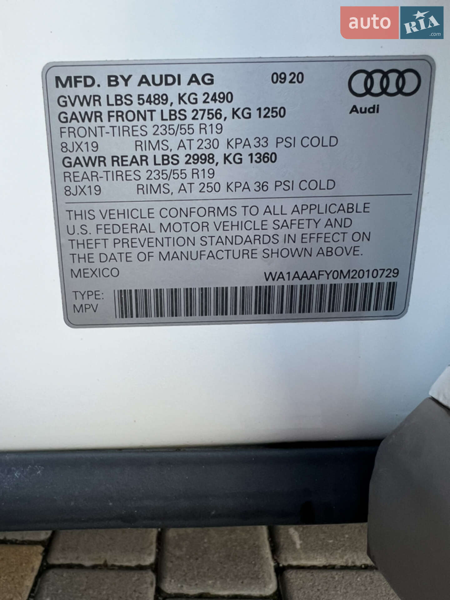 Audi Q5 2020 VIN WA1AAAFY0M2010729 фото оголошення 32 з 43