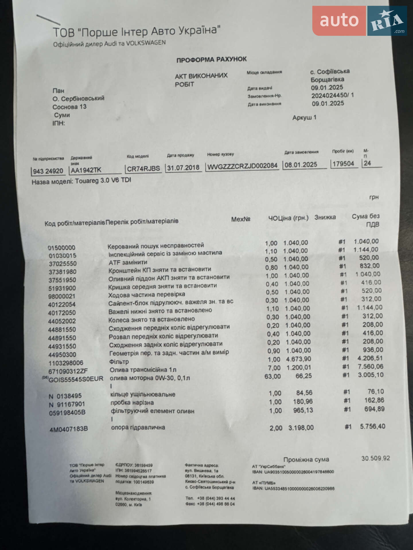 Volkswagen Touareg 2018 VIN WVGZZZCRZJD002084 фото оголошення 34 з 37
