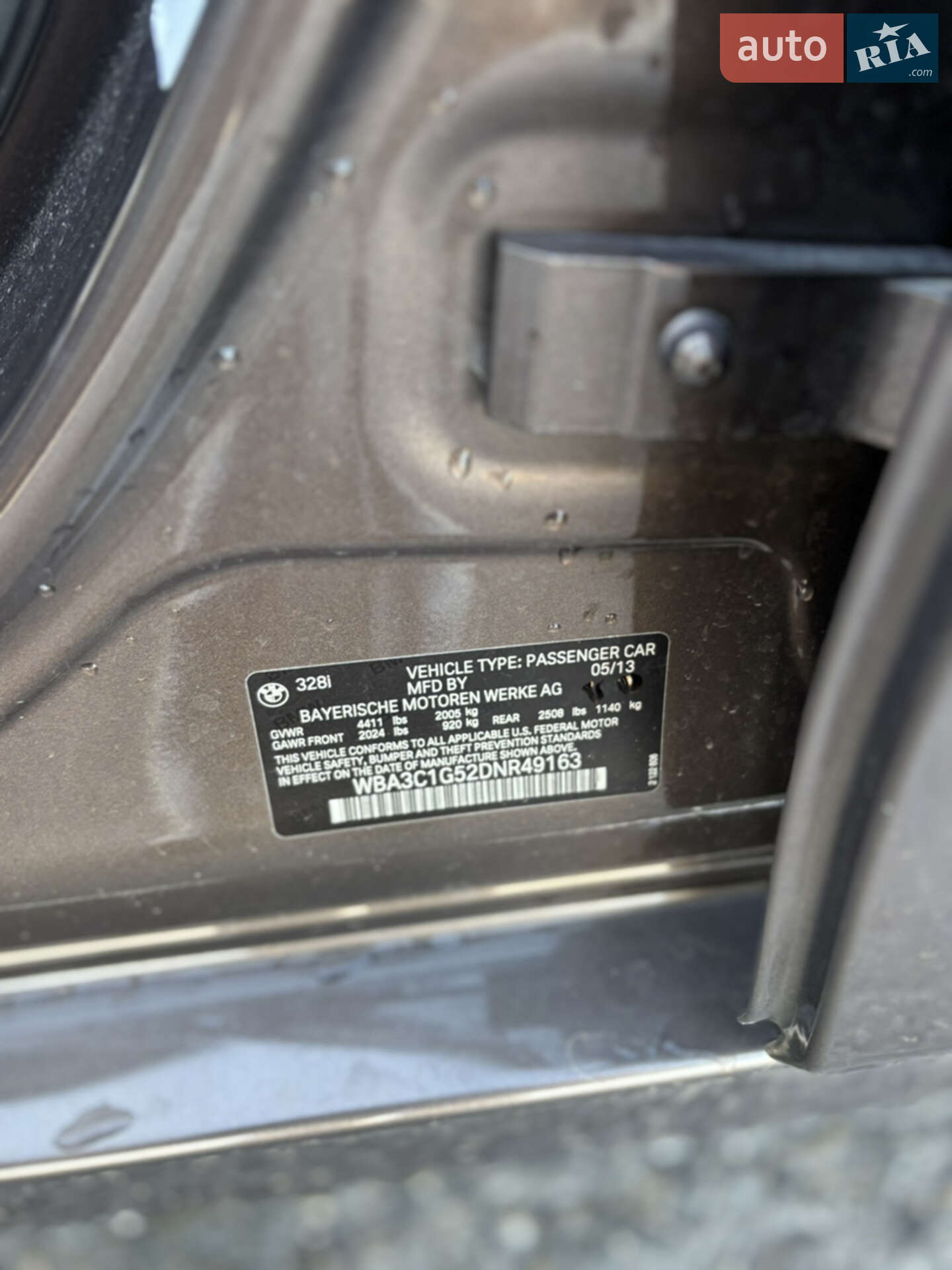 BMW 3 Series 2013 VIN WBA3C1G52DNR49163 фото оголошення 6 з 17