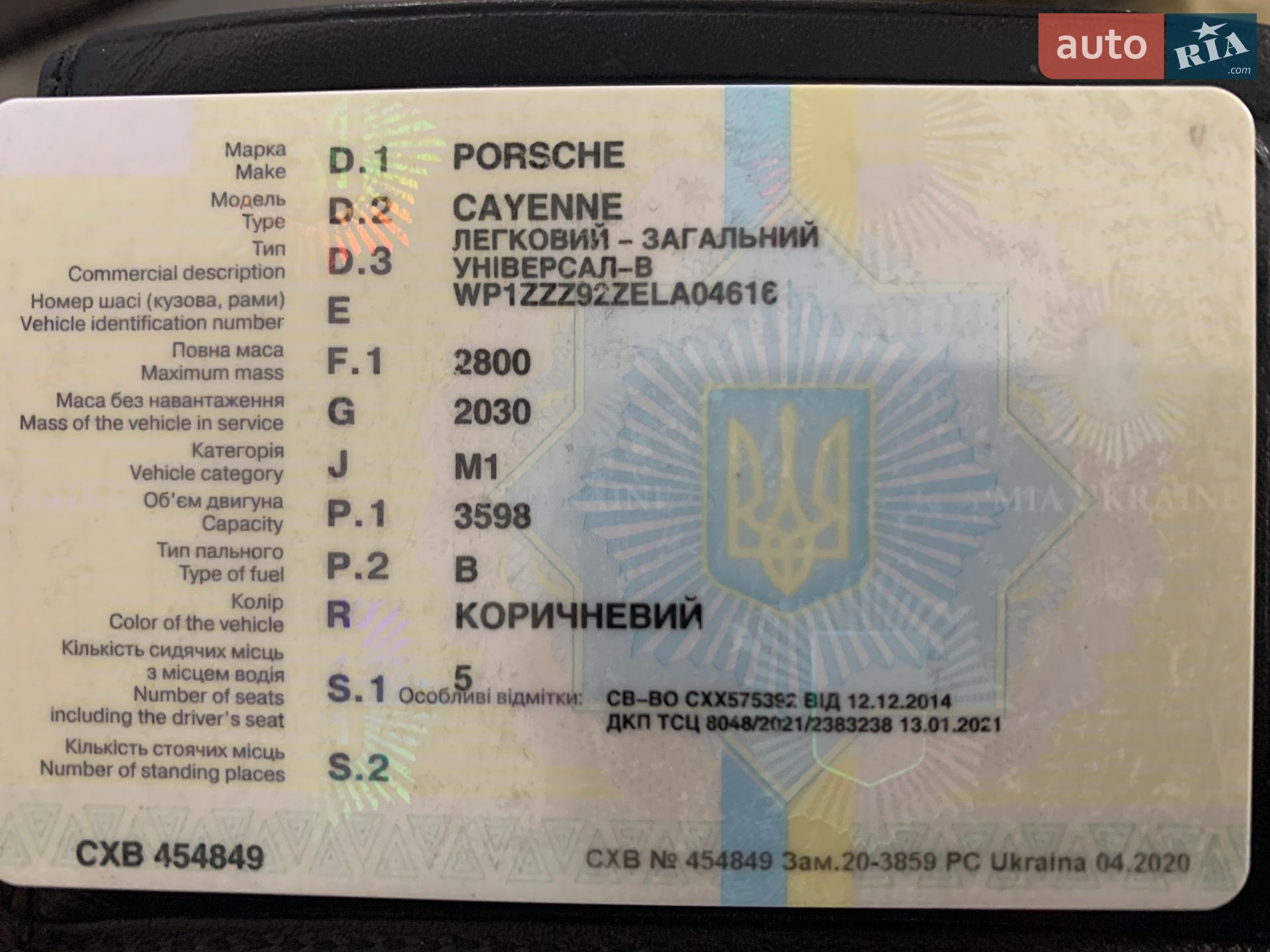 Porsche Cayenne 2014 VIN WP1ZZZ92ZELA04616 фото оголошення 30 з 33