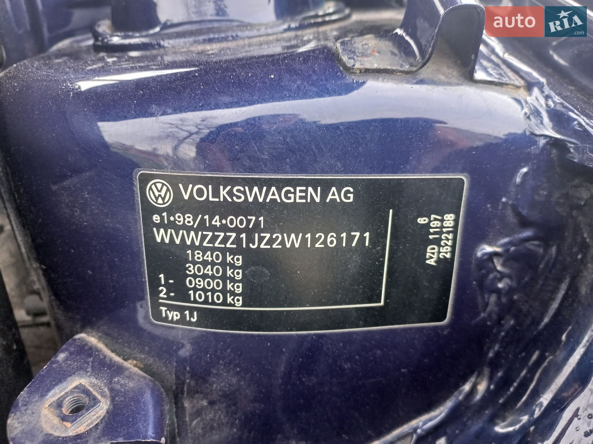 Volkswagen Bora 2001 VIN WVWZZZ1JZ2W126171 фото оголошення 10 з 15