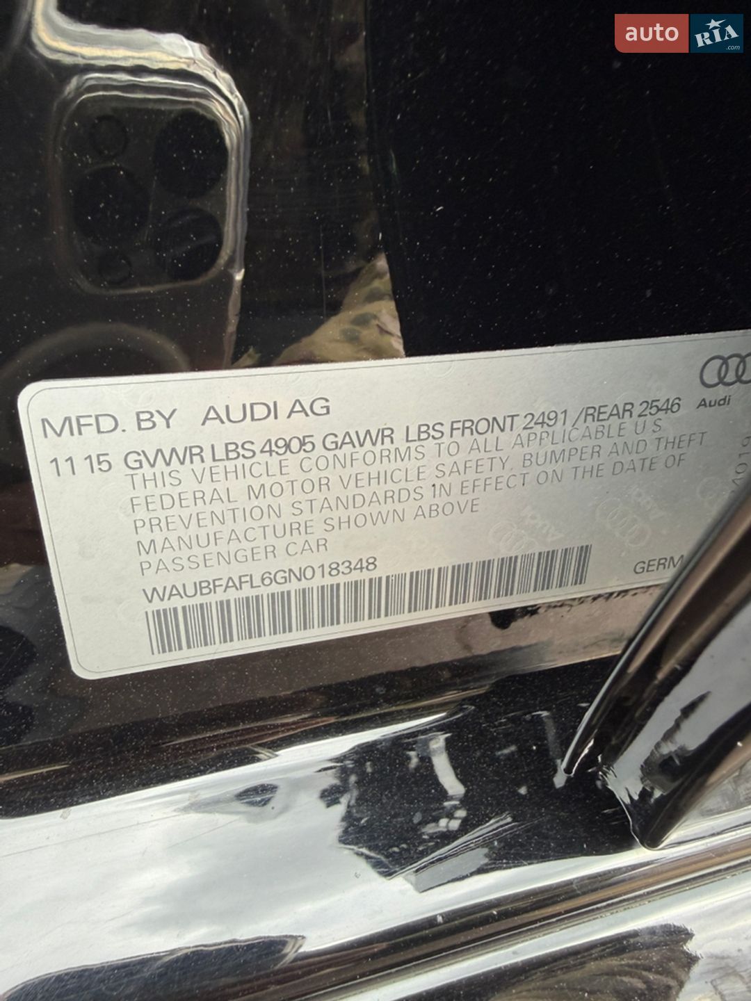 Audi A4 2015 VIN WAUBFAFL6GN018348 фото оголошення 22 з 27