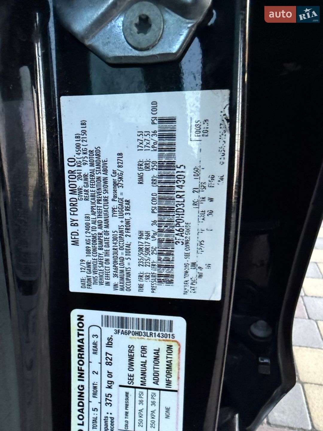 Ford Fusion 2020 VIN 3FA6P0HD3LR143015 фото оголошення 15 з 56