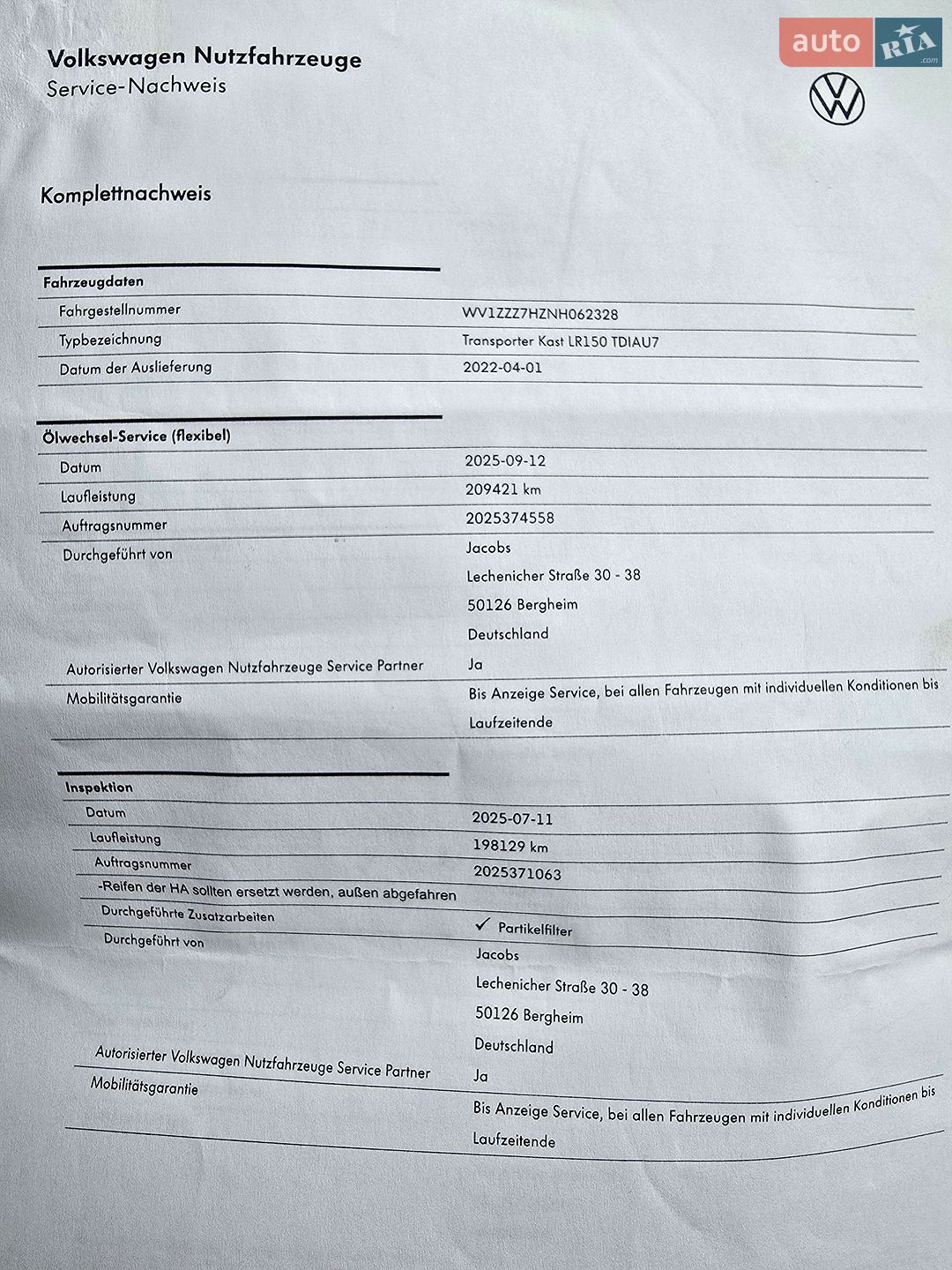 Volkswagen Transporter 2022 VIN WV1ZZZ7HZNH062328 фото оголошення 22 з 58