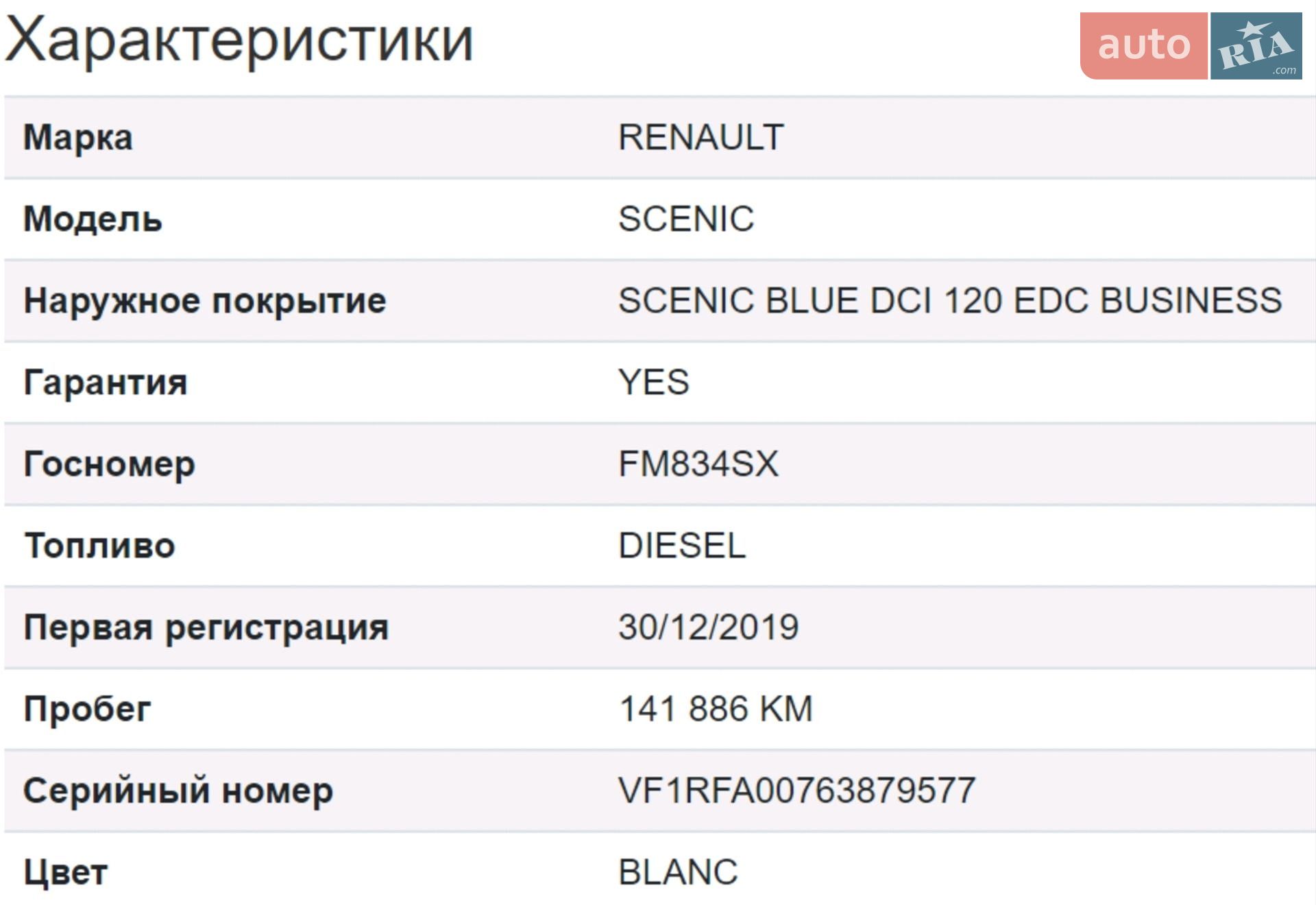 Renault Scenic 2019 VIN VF1RFA00763879577 фото оголошення 6 з 28