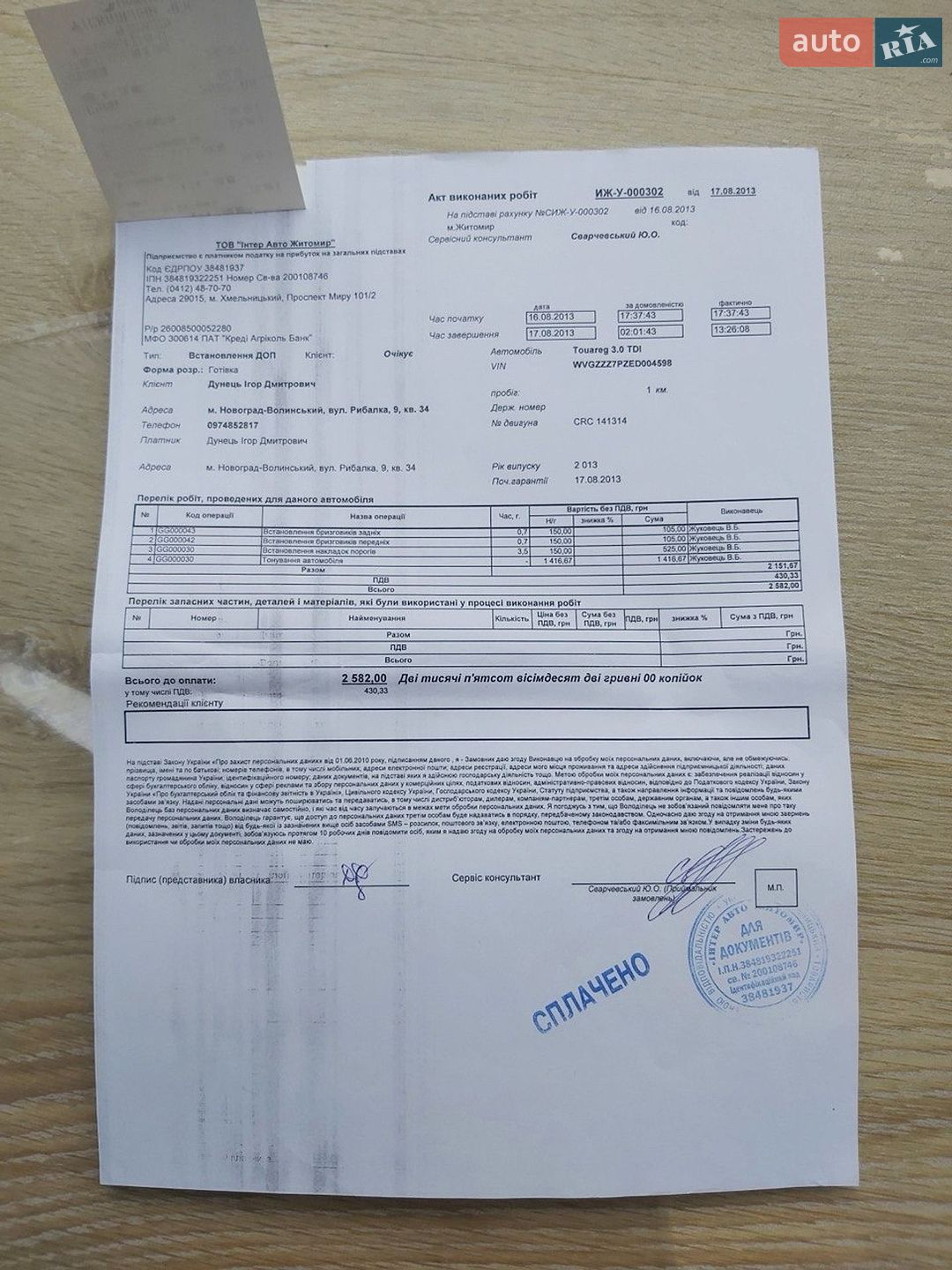 Volkswagen Touareg 2013 VIN WVGZZZ7PZED004598 фото оголошення 32 з 40