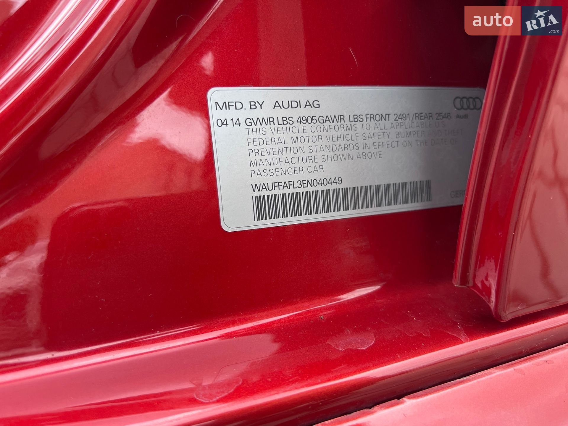 Audi A4 2014 VIN WAUFFAFL3EN040449 фото оголошення 55 з 56