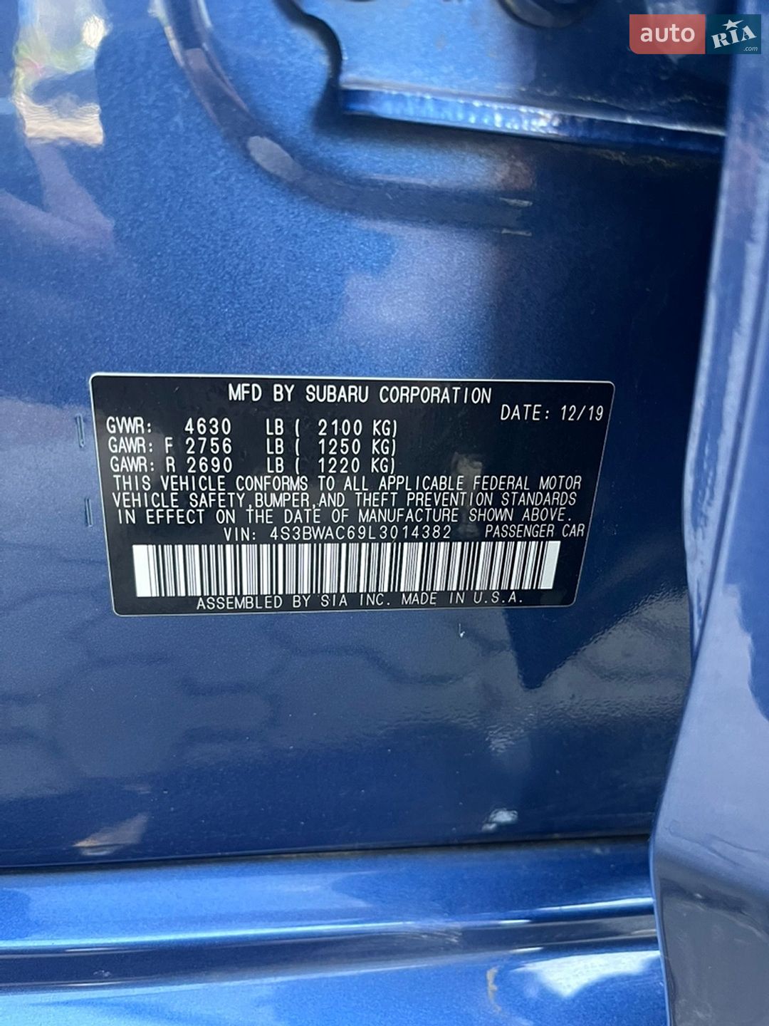 Subaru Legacy 2019 VIN 4S3BWAC69L3014382 фото оголошення 29 з 30