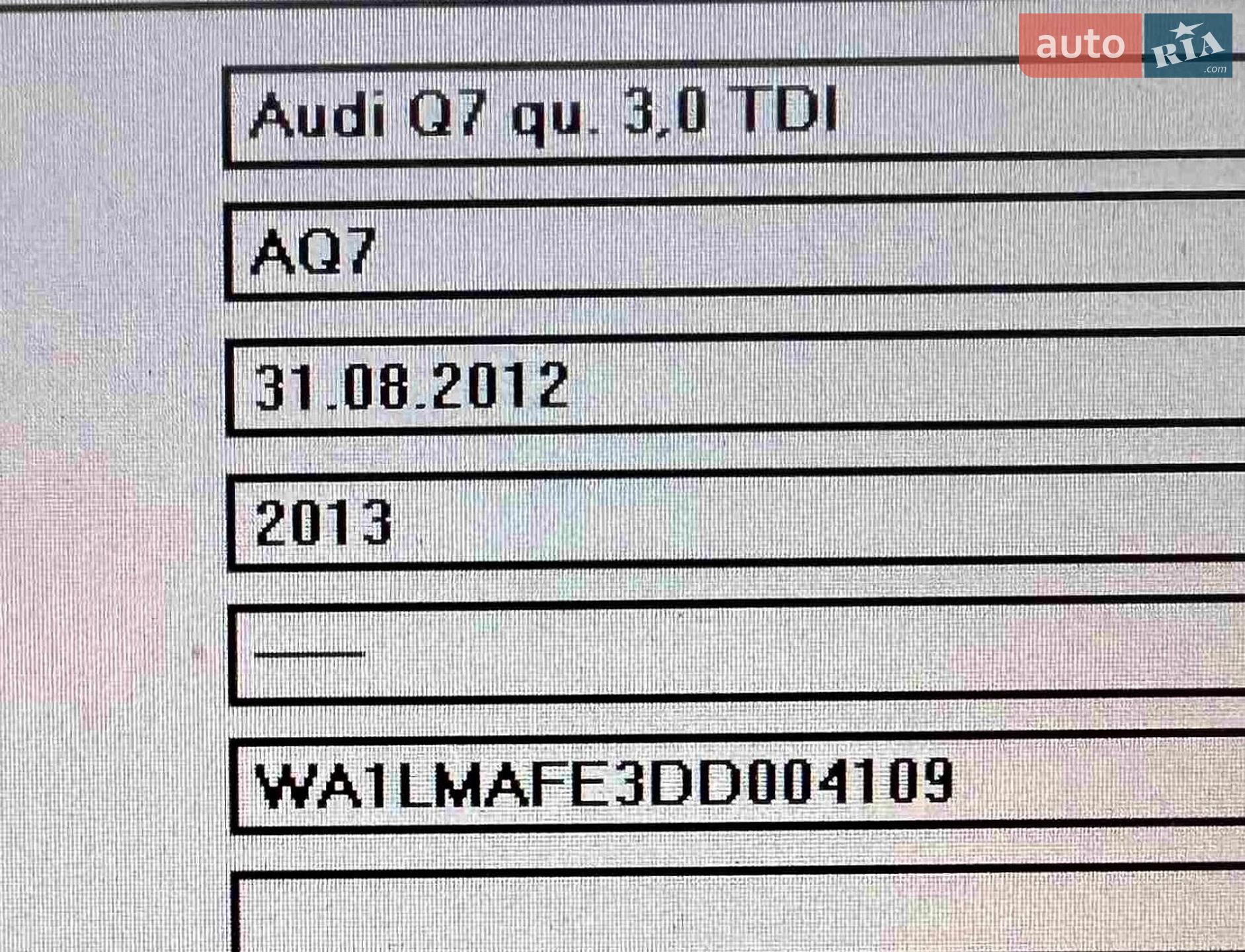 Audi Q7 2012 VIN WA1LMAFE3DD004109 фото оголошення 14 з 15