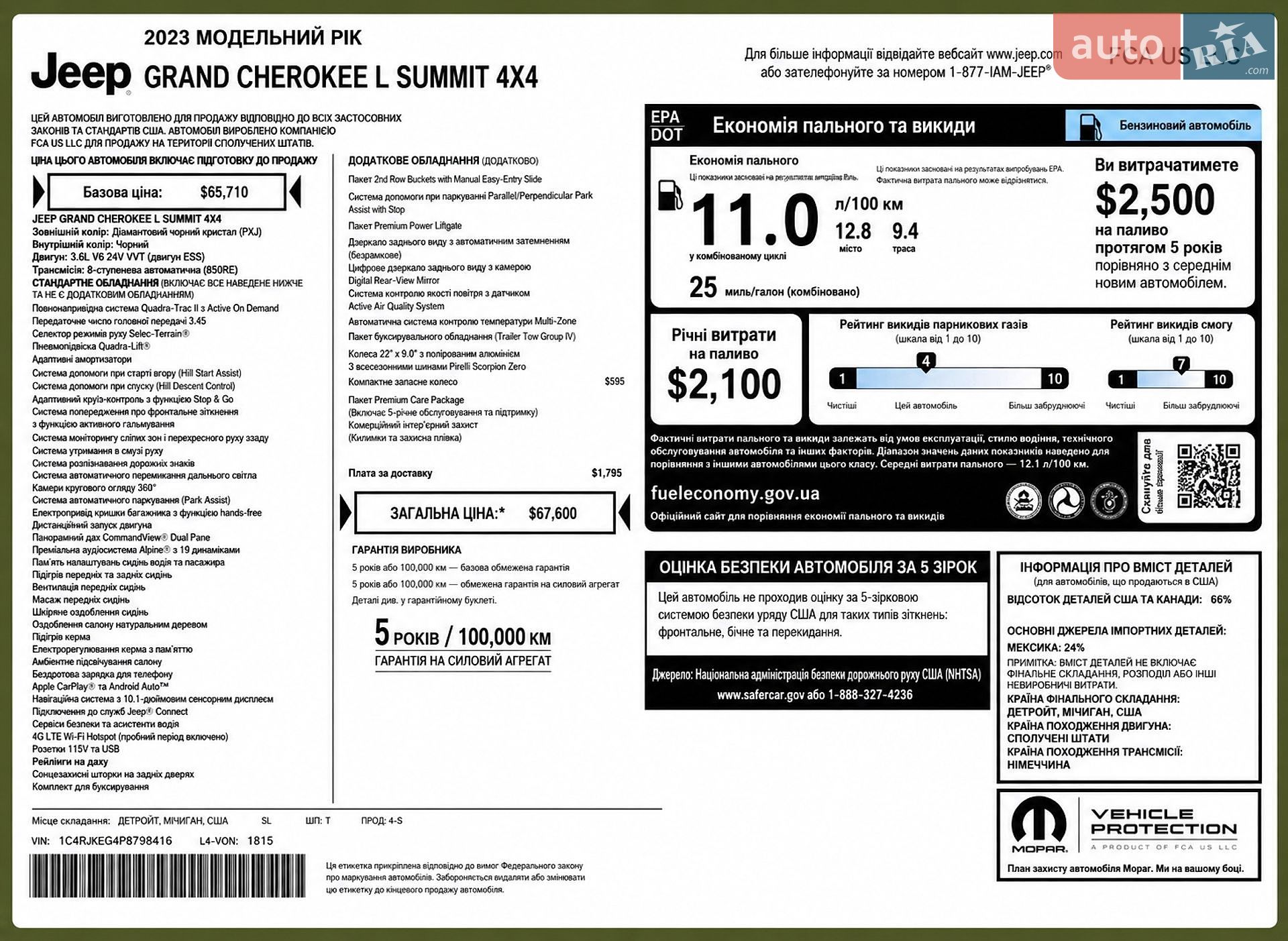 Jeep Grand Cherokee 2022 VIN 1C4RJKEG4P8789416 фото оголошення 68 з 84