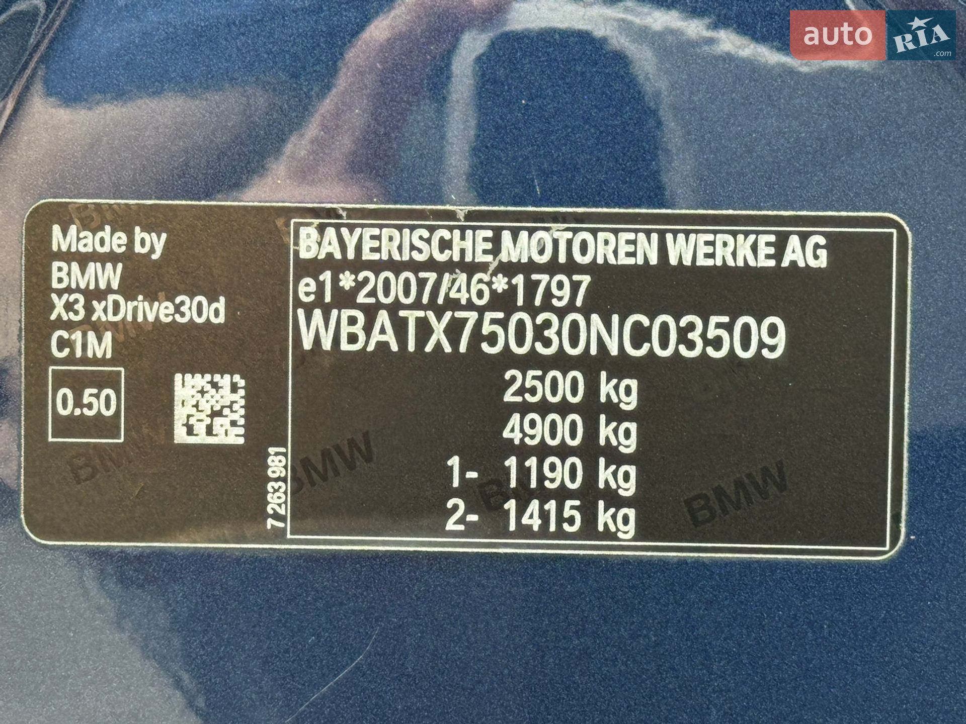 BMW X3 2018 VIN WBATX75030NC03509 фото оголошення 89 з 91