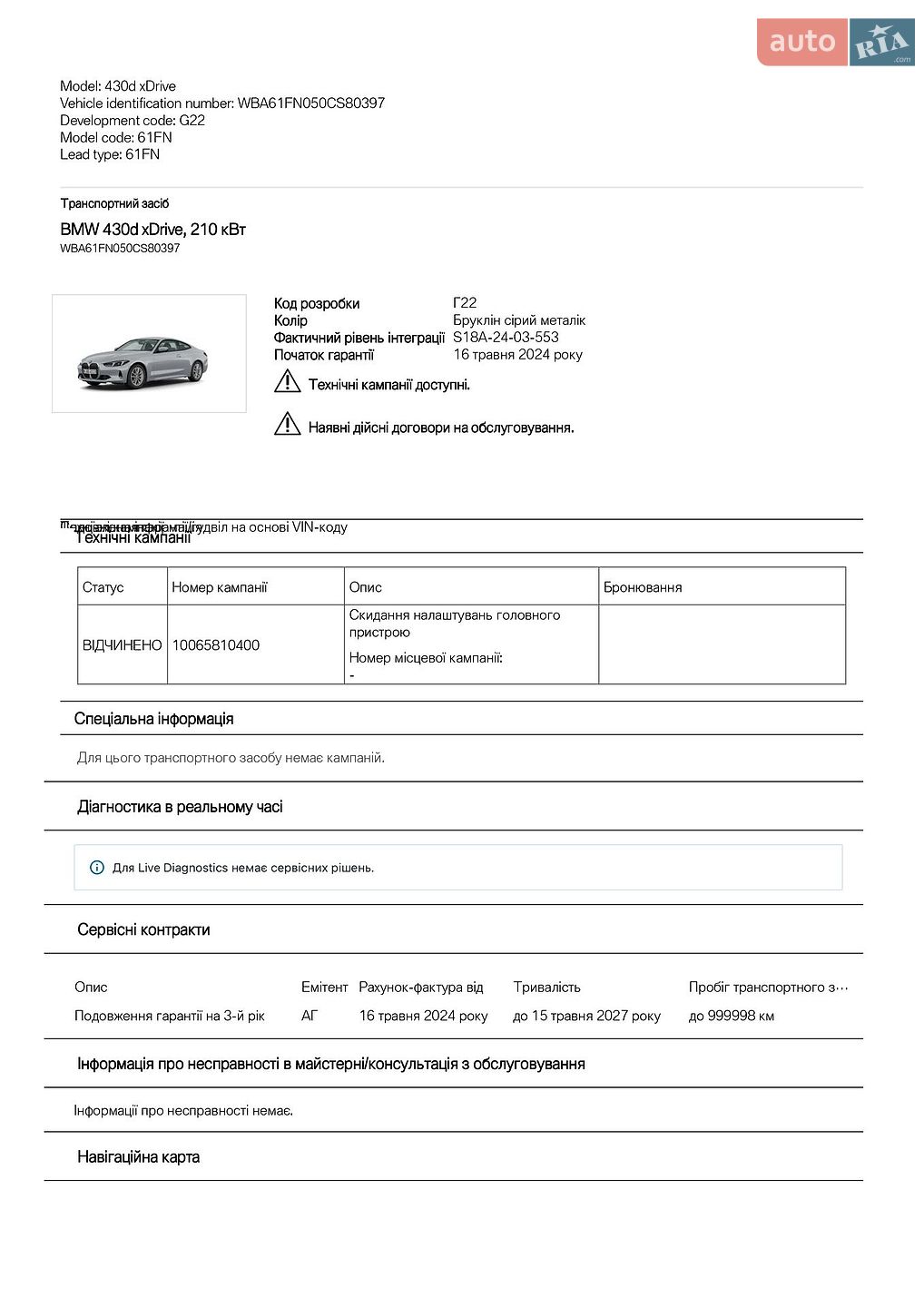 BMW Bmw 4 430D XDRIVE 2024 VIN WBA61FN050CS80397 фото оголошення 99 з 103