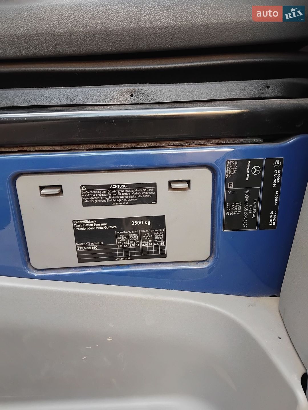 Mercedes-Benz Sprinter 2009 VIN WDB9066351S396737 фото оголошення 13 з 24