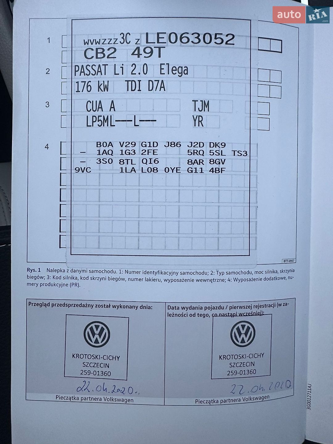 Volkswagen Passat 2020 VIN WVWZZZ3CZLE063052 фото оголошення 105 з 111