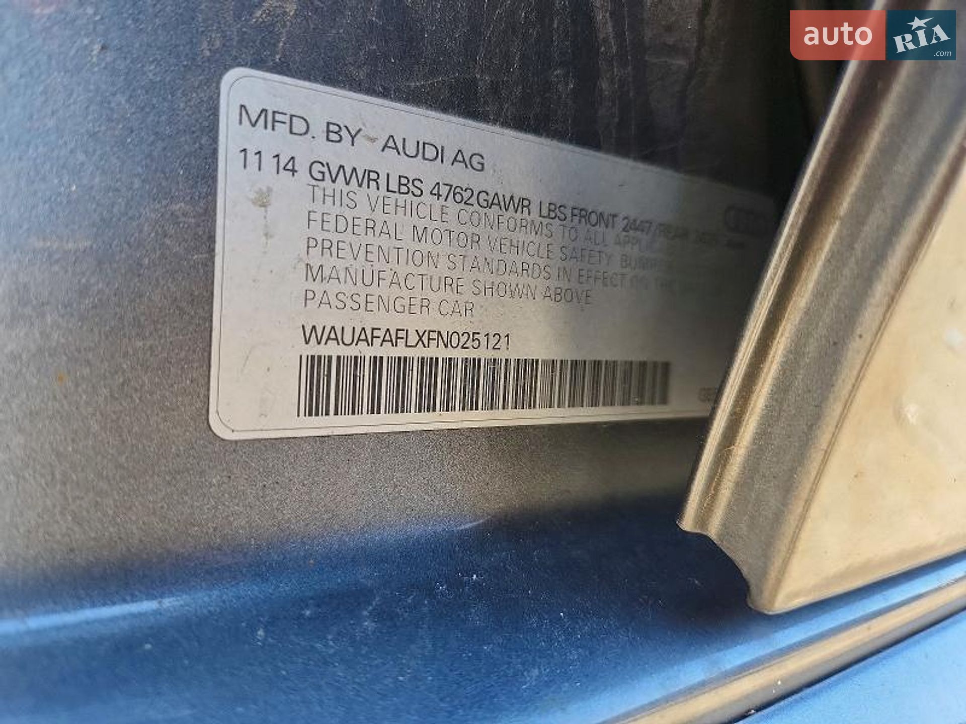 Audi A4 2014 VIN WAUAFAFLXFN025121 фото оголошення 13 з 13