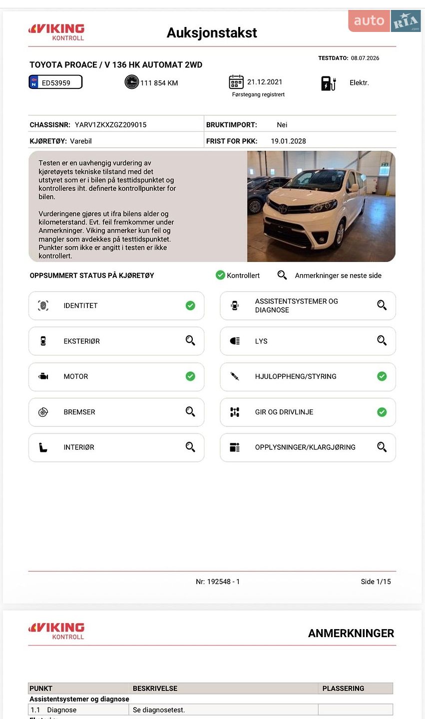 Toyota Proace 2022 VIN YARV1ZKXZGZ209015 фото оголошення 11 з 25