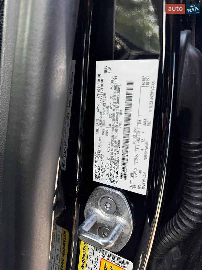 Ford Escape 2019 VIN 1FMCU0G62LUA12560 фото оголошення 51 з 51