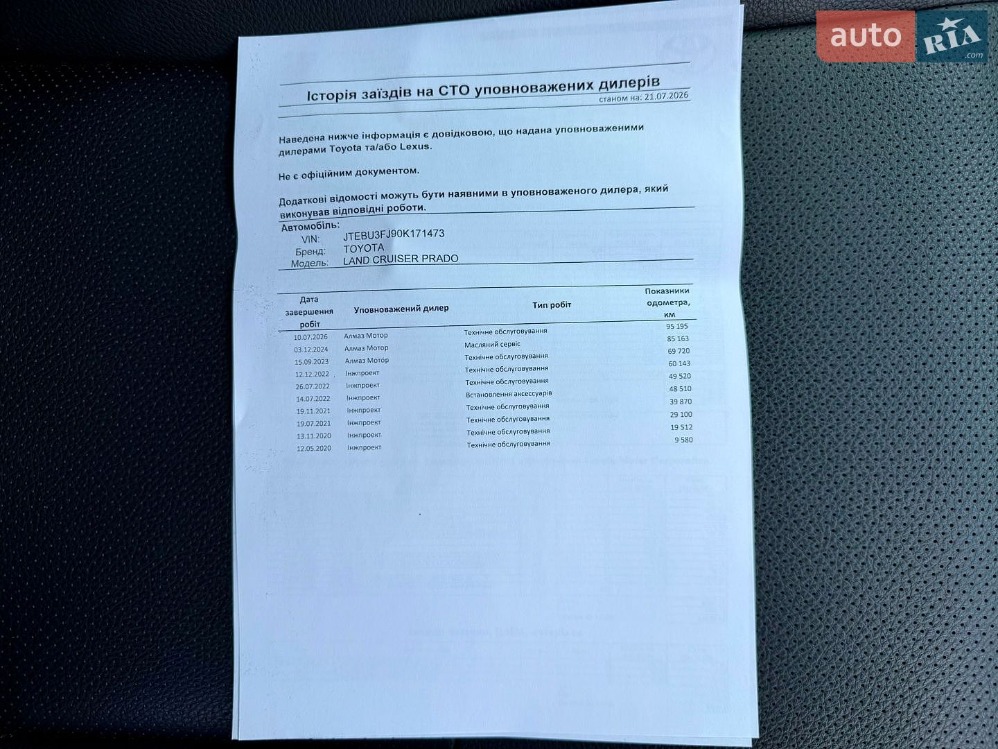 Toyota Land Cruiser Prado 2019 VIN JTEBU3FJ90K171473 фото оголошення 43 з 44
