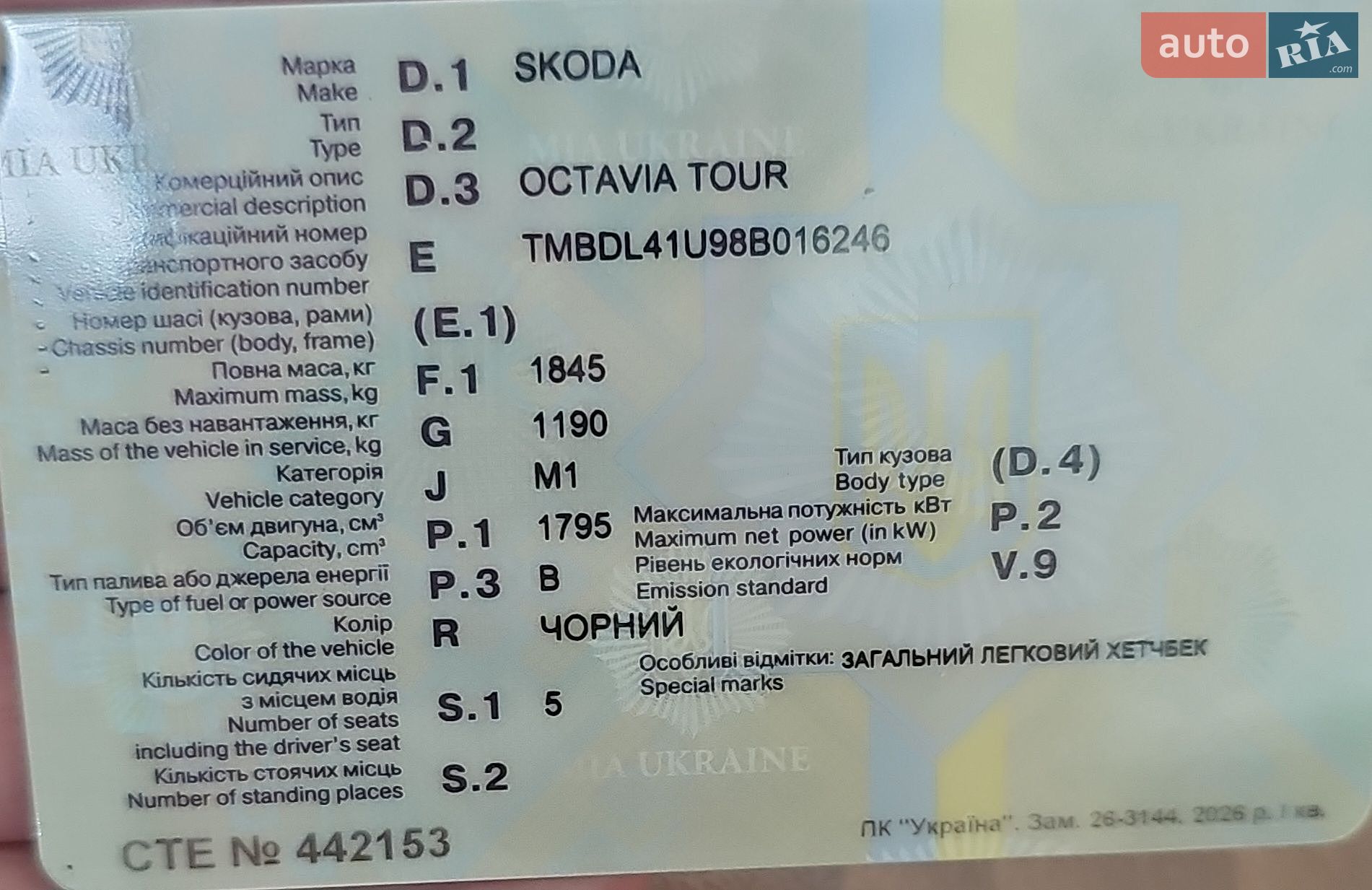 Skoda Octavia 2008 VIN TMBDL41U98B016246 фото оголошення 5 з 13
