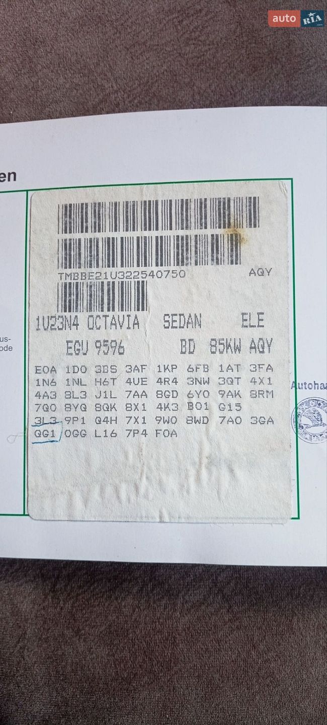 Skoda Octavia 2001 VIN TMBBE21U322540750 фото оголошення 64 з 68