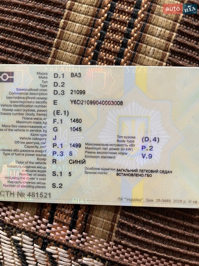 ВАЗ / Lada 21099 2004 VIN Y6D21099040003008 фото оголошення 10 з 10