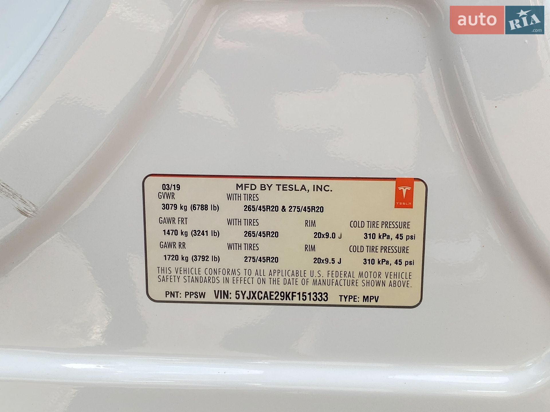 Tesla Model X 2019 VIN 5YJXCAE29KF151333 фото оголошення 27 з 28