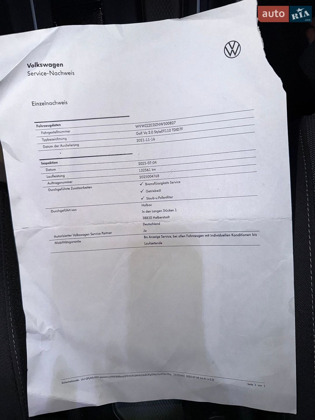 Volkswagen Golf 2021 VIN WVWZZZCDZNW500827 фото оголошення 76 з 110