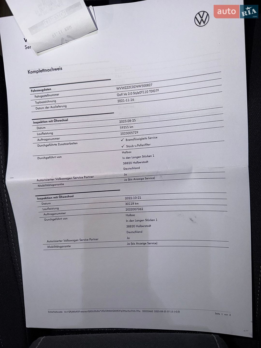 Volkswagen Golf 2021 VIN WVWZZZCDZNW500827 фото оголошення 84 з 110