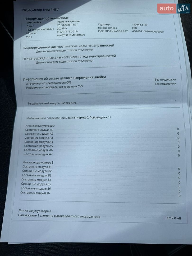 Honda Clarity 2020 VIN JHMZC5F16MC001670 фото оголошення 56 з 62