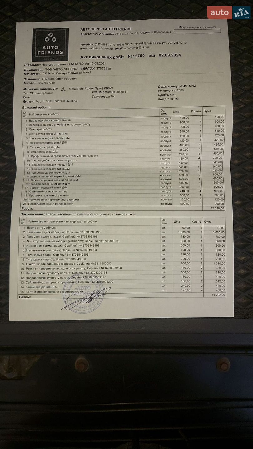 Mitsubishi Pajero Sport 2006 VIN JMB0NK9606J000661 фото оголошення 12 з 16
