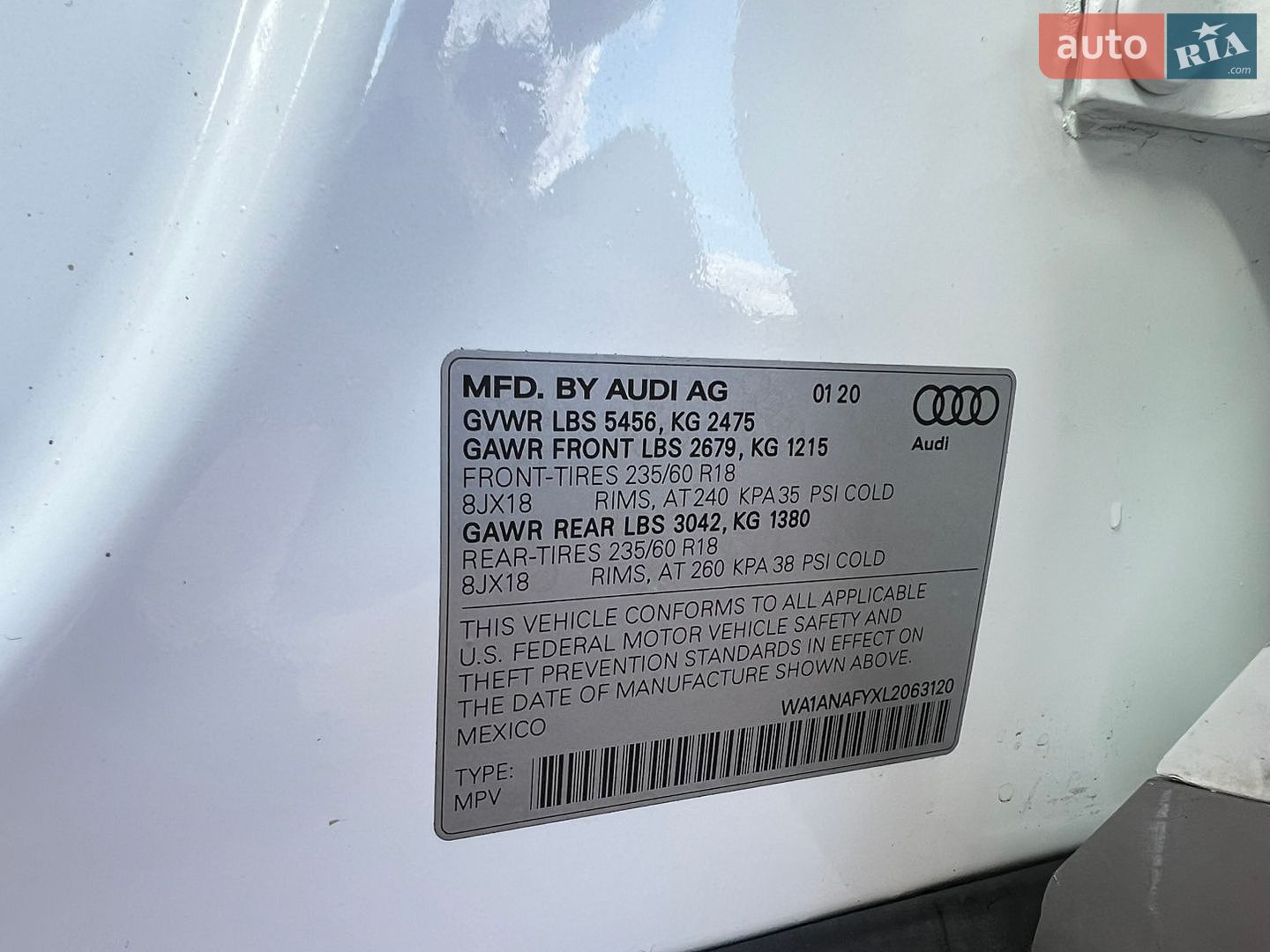 Audi Q5 2020 VIN WA1ANAFYXL2063120 фото оголошення 47 з 47