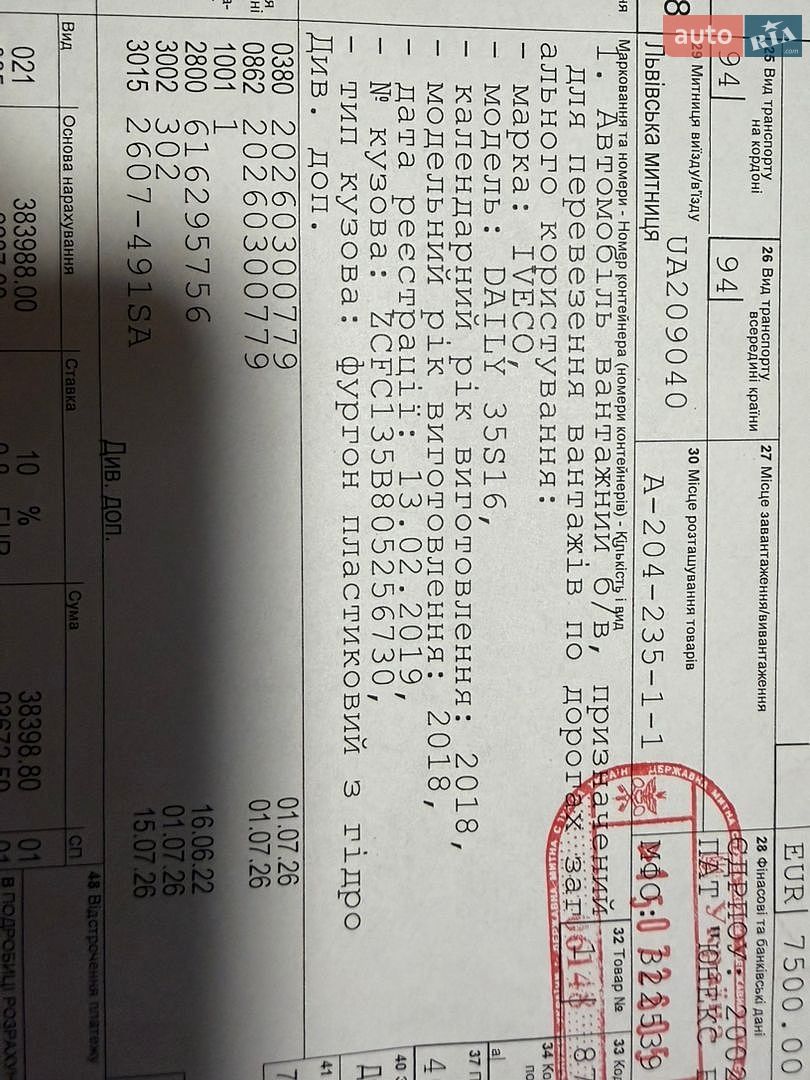 Iveco Daily 2018 VIN ZCFC135B805256730 фото оголошення 66 з 68
