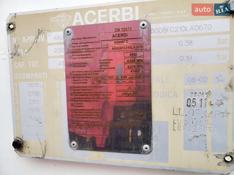 Цистерна полуприцеп Acerbi 21L 2002 в Ровно