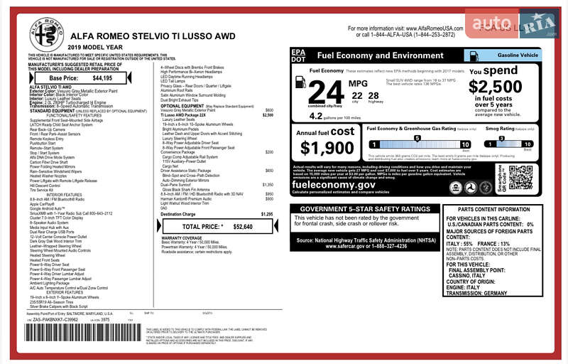 Внедорожник / Кроссовер Alfa Romeo Stelvio 2018 в Киеве фото 13 Внедорожник / Кроссовер Alfa Romeo Stelvio 2018 в Киеве