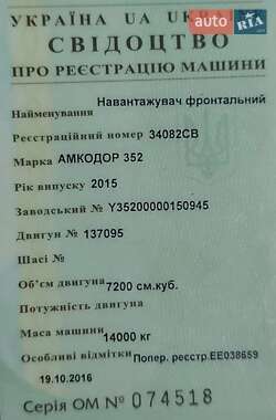 Фронтальный погрузчик Амкодор 352 2015 в 
