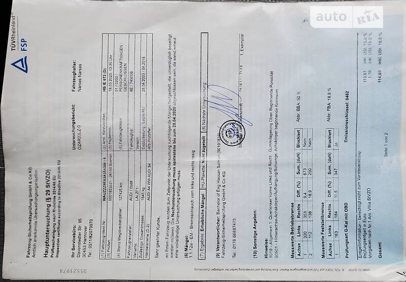 Седан Audi A4 2003 в Сарнах
