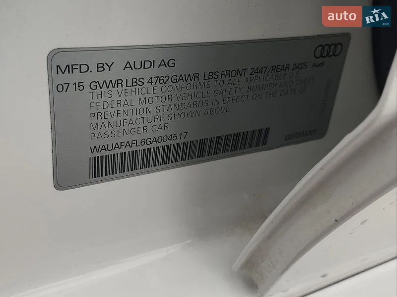 Audi A4 2015 VIN WAUAFAFL6GA004517 фото оголошення 26 з 65