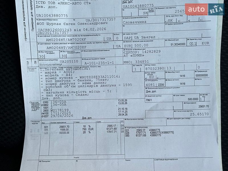 Седан Audi A4 2003 в Звягелі