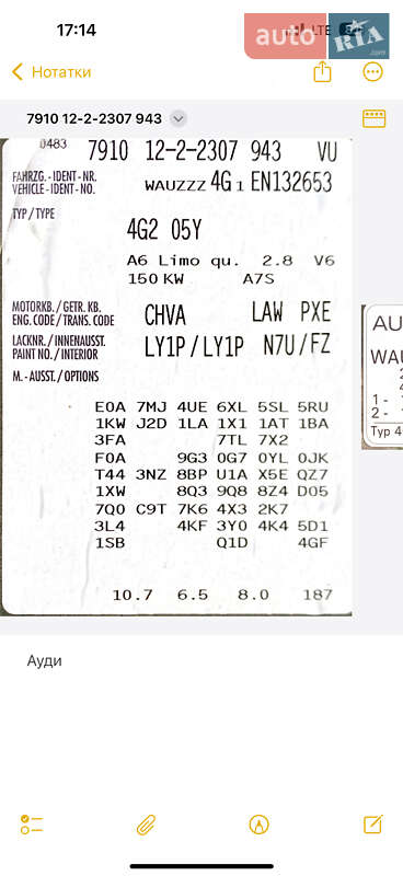 Седан Audi A6 2014 в Николаеве