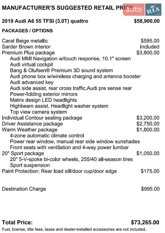 Седан Audi A6 2019 в Львове