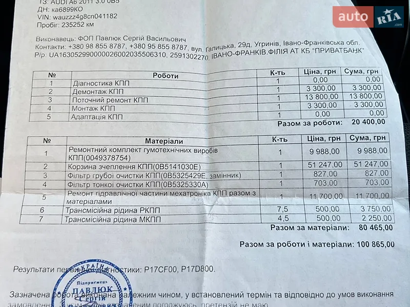 Седан Audi A6 2011 в Калуше документ 3 фото Седан Audi A6 2011 в Калуше документ