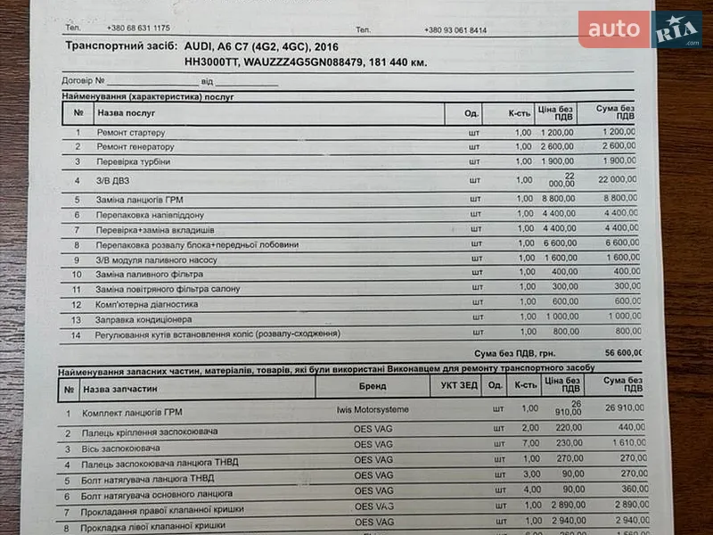 Седан Audi A6 2015 в Николаеве документ