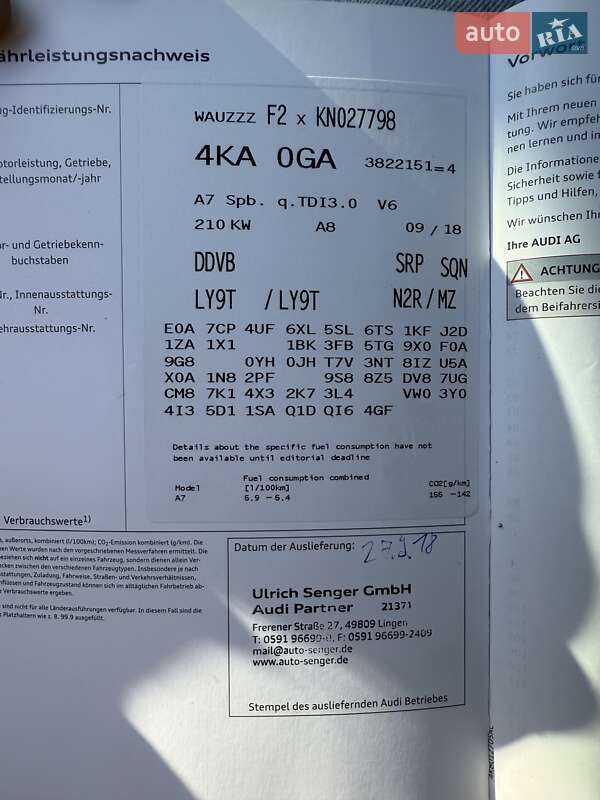 Ліфтбек Audi A7 Sportback 2018 в Києві