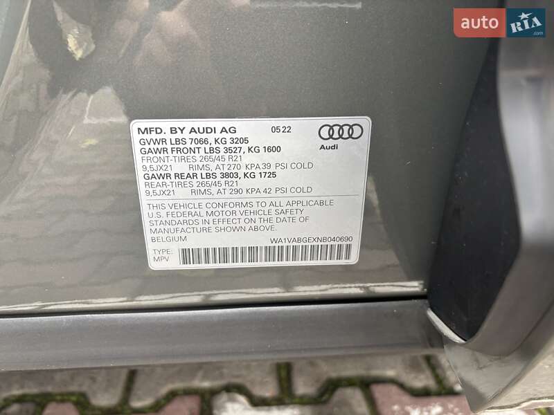 Внедорожник / Кроссовер Audi e-tron 2022 в Одессе фото 12 Внедорожник / Кроссовер Audi e-tron 2022 в Одессе