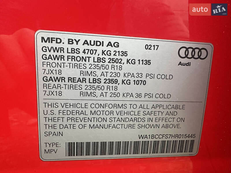 Позашляховик / Кросовер Audi Q3 2017 в Львові фото 20 Позашляховик / Кросовер Audi Q3 2017 в Львові