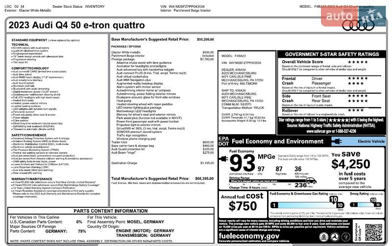 Позашляховик / Кросовер Audi Q4 e-tron 2023 в Харкові фото 64 Позашляховик / Кросовер Audi Q4 e-tron 2023 в Харкові