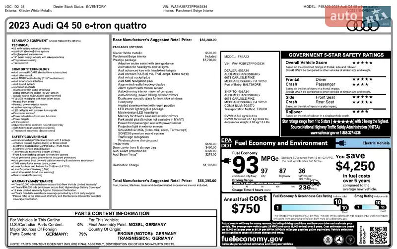 Позашляховик / Кросовер Audi Q4 e-tron 2023 в Харкові документ 2 фото Позашляховик / Кросовер Audi Q4 e-tron 2023 в Харкові документ